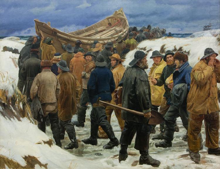 Michael Ancher The Lifeboat is Taken through the Dunes china oil painting image